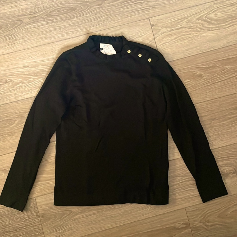 JCrew S Black Ruffle sweater with buttons
Item BC568